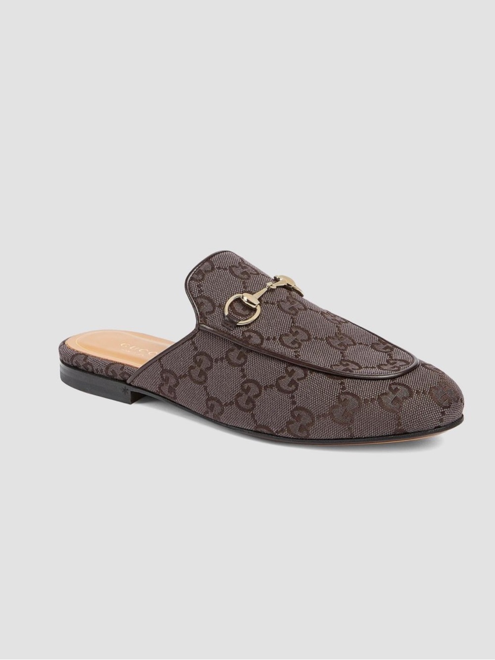Gucci Chocolate Brown GG Canvas Princetown Mule
